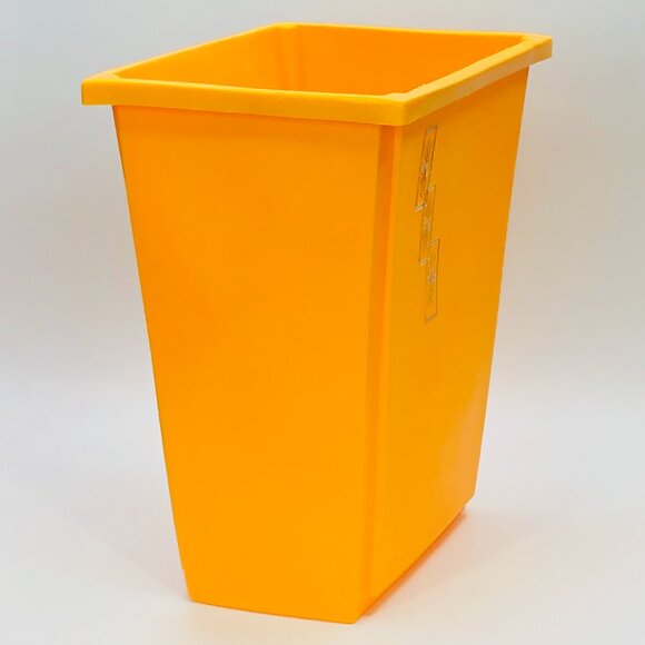 Vintage 60s STERILITE Yellow Plastic Trash Can: Triple Silver Starburst - MCM - Picture 3 of 13